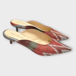 CHARLOTTE MOSS FOR IBU fall color kitten heel mules ikat southwestern size 7
